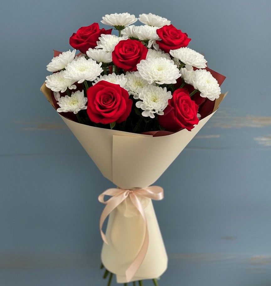 Букет цветов из: Розы и Хризантемы в Медногорский