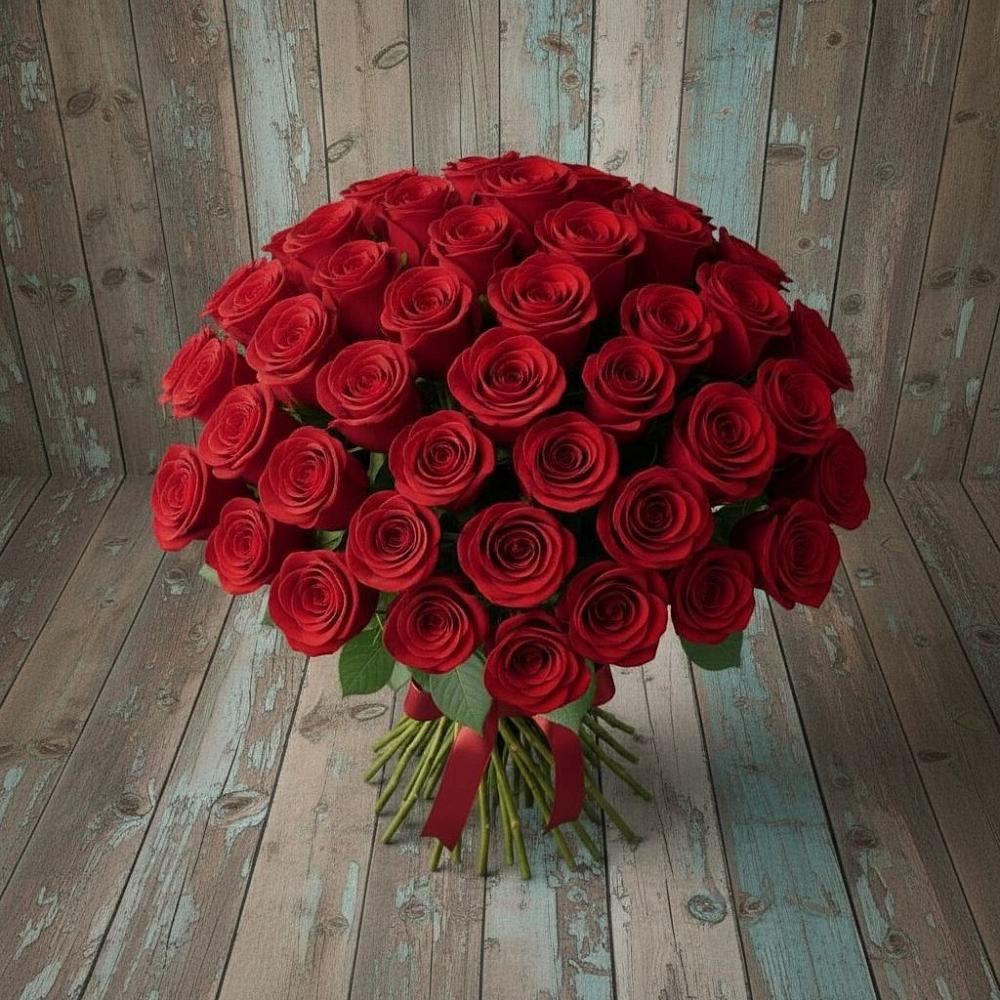 Букет 55 Красных роз Фридом в Медногорский