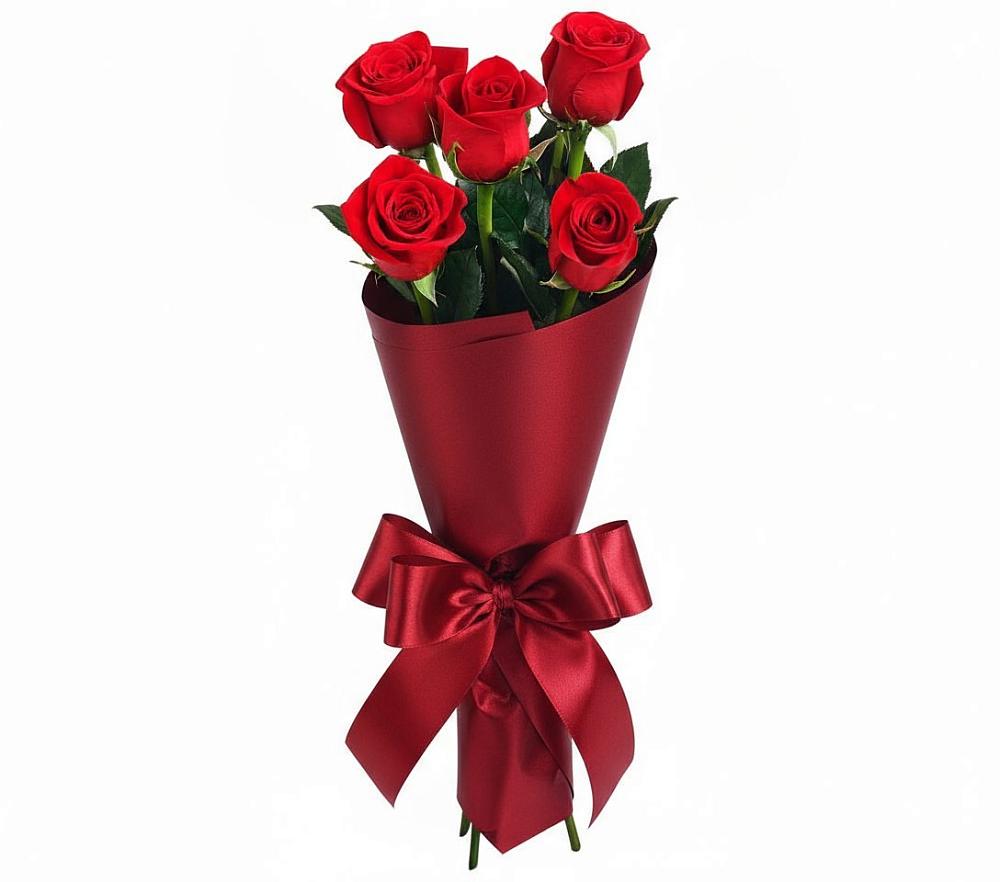Букет 5 Красных роз Эдлесс Лав в Медногорский