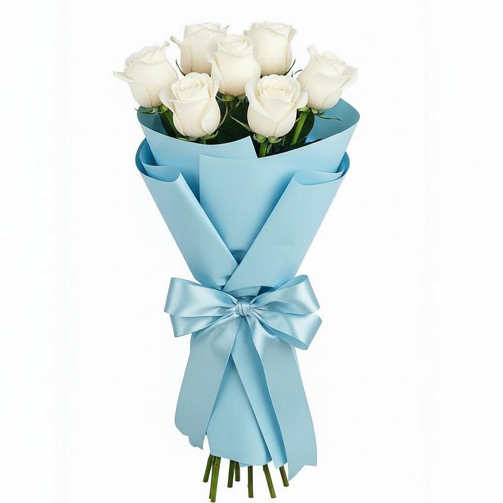 Букет 7 белых роз Проуд в Медногорский