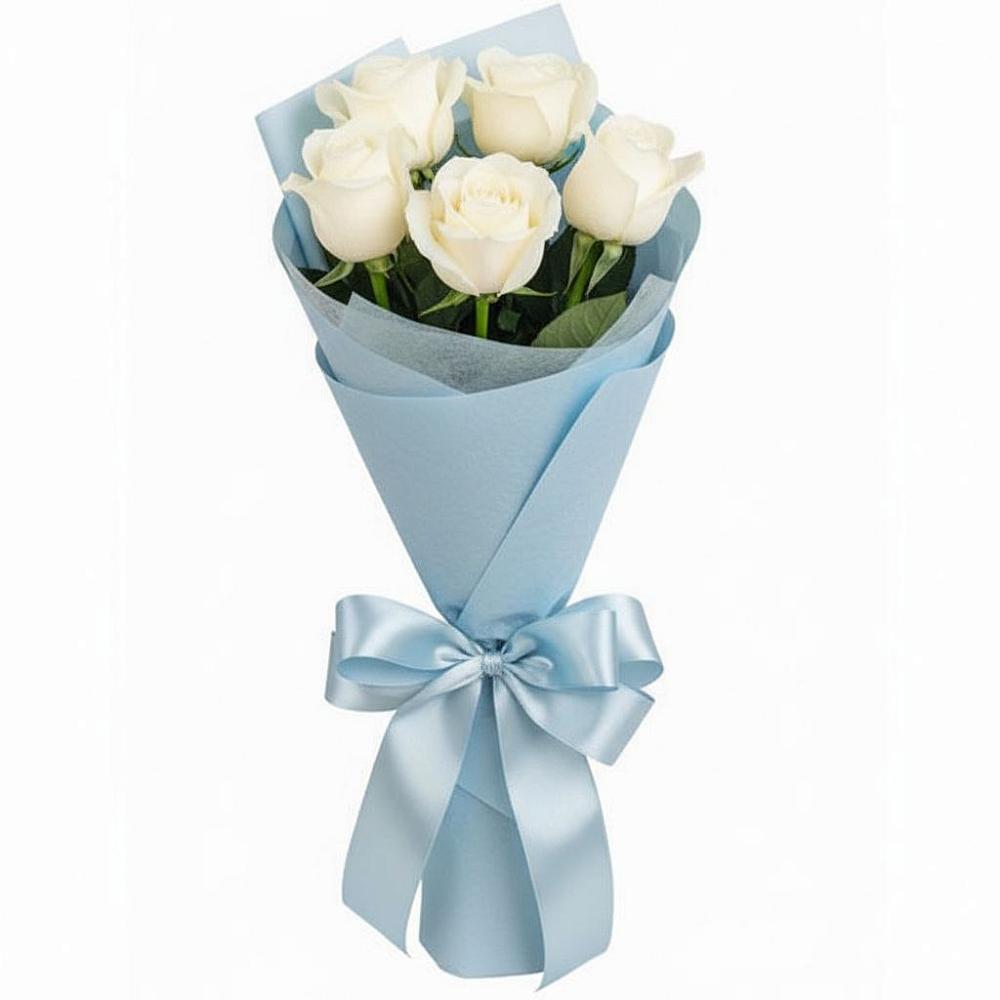 Букет 5 Белых роз Проуд в Медногорский
