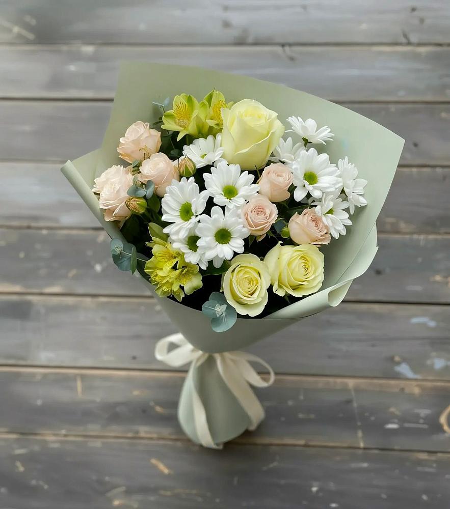 Букет цветов из: Альстромерии, Розы и Хризантемы в Медногорский