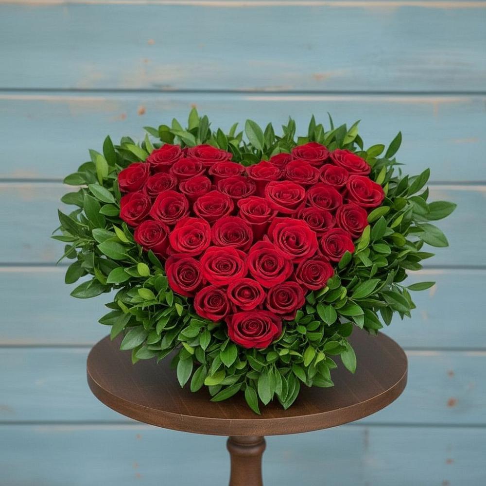 Цветочная композиция из Розы в виде сердца в Медногорский