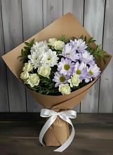 Букет цветов из:  Хризантемы и Розы в Медногорский