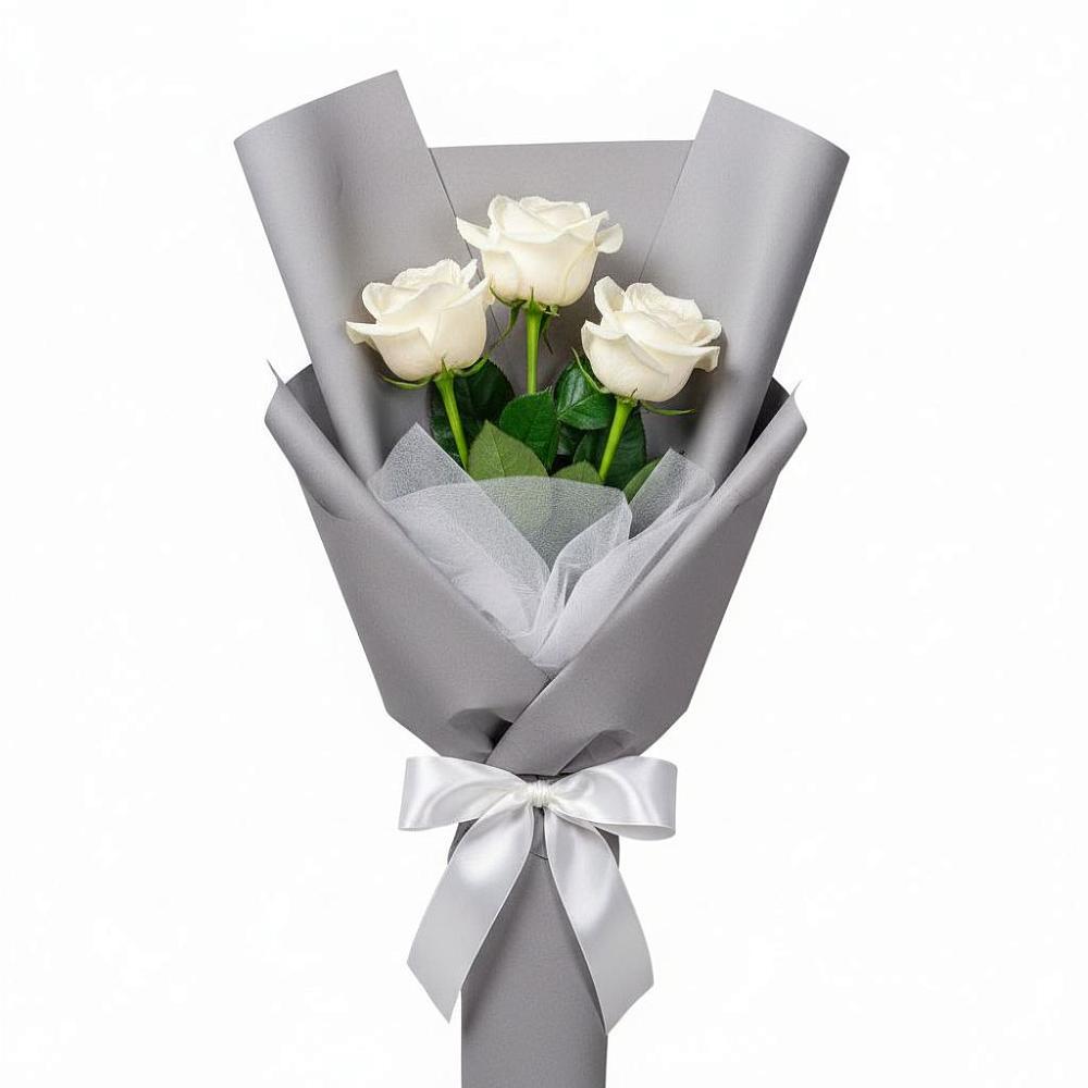 Букет 3 белые розы в Медногорский