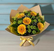 Букет цветов из:  Герберы и Хризантемы в Медногорский