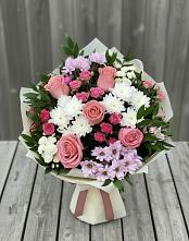 Букет цветов из:  Альстромерии, Гвоздики, Розы и Хризантемы в Медногорский