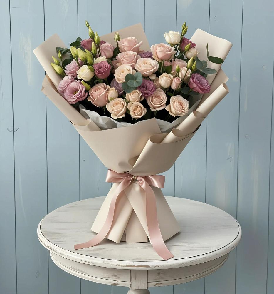 Букет цветов из: Розы и Лизиантусы в Медногорский