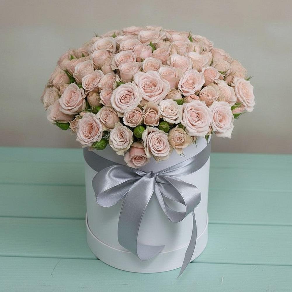 Цветочная композиция из Розы в шляпной коробке в Медногорский